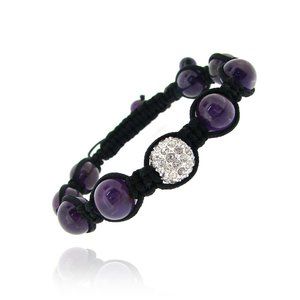 Crystal Fireball & Amethyst 10mm Shamballah Brac
